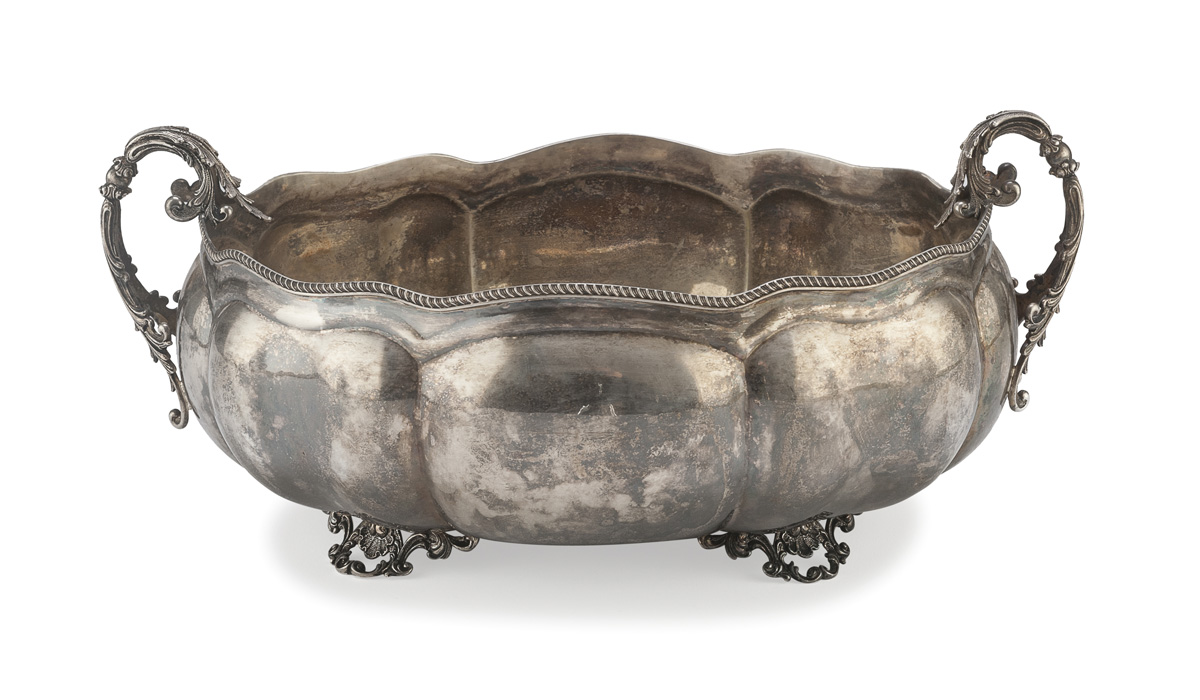 LARGE SILVER FRUIT BOWL ITALY 20TH CENTURY