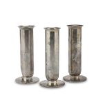 THREE SILVERPLATED FLOWER VASES, MILAN PUNCH 20TH CENTURY