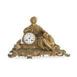 BEAUTIFUL GOLDEN BRONZE TABLE CLOCK FRANCE 19TH CENTURY