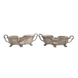 PAIR OF TOOTHPICK HOLDERS IN SILVER AND GLASS PUNCH ALEXANDRIA EARLY 20TH CENTURY