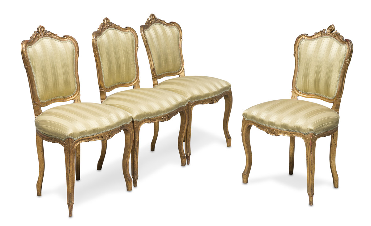 FOUR CHAIRS IN GILTWOOD - 19th CENTURY