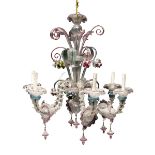 BEAUTIFUL CHANDELIER IN GLASS AND GLASS PASTE - MURANO 19TH CENTURY