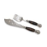 FISH KNIFE AND FORK IN SILVER-PLATED METAL - PUNCH SHEFFIELD 1863/1874