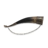 HORN WITH FINISHES IN SILVER - EARLY 20TH CENTURY