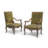 BEAUTIFUL PAIR OF WALNUT ARMCHAIRS - FRANCE 18TH CENTURY