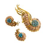 BEAUTIFUL PARURE OF EARRINGS AND BROOCH