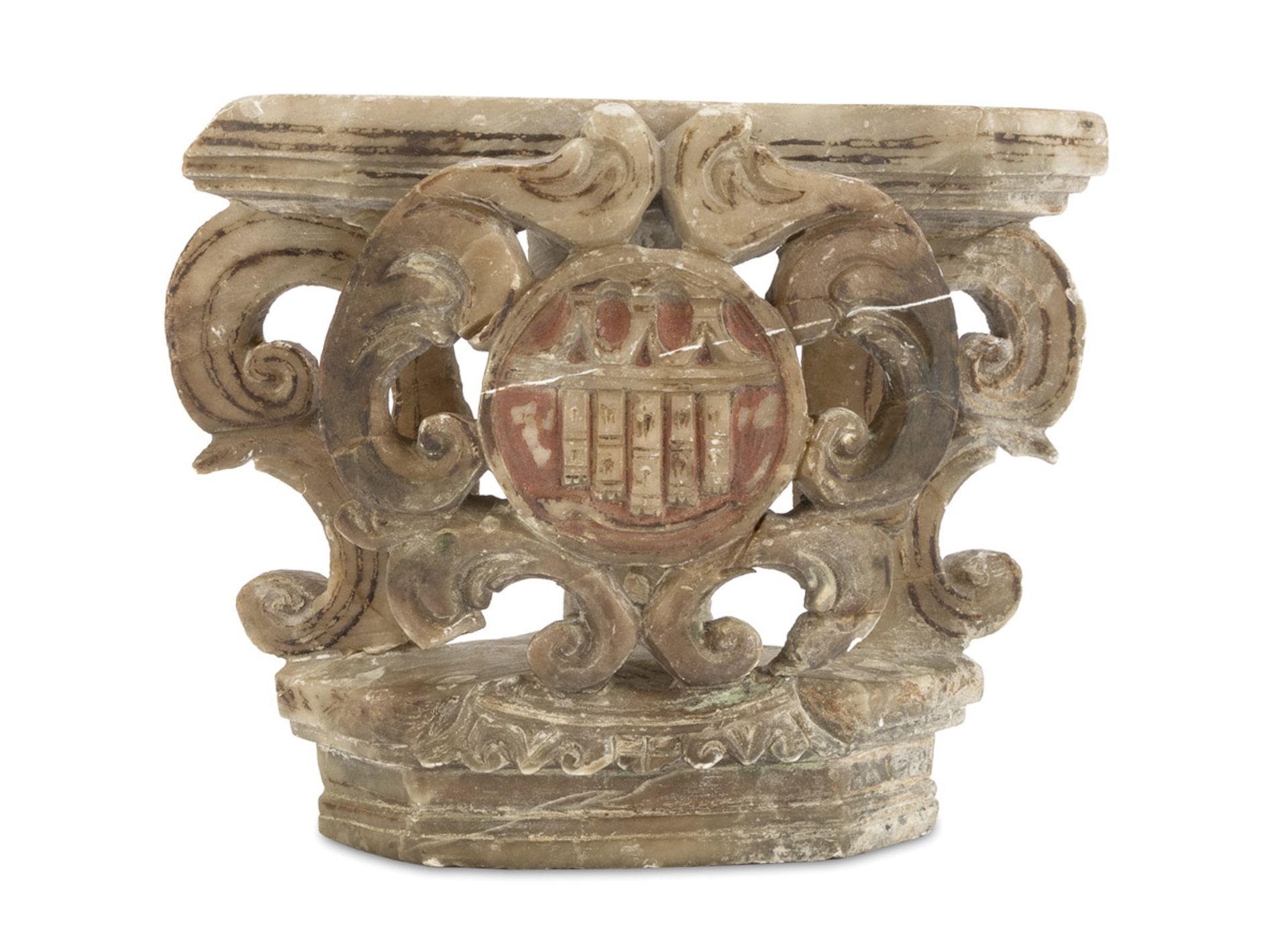 COAT OF ARMS IN ALABASTER - SICILY 17TH CENTURY