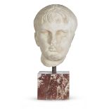 HEAD OF AUGUSTUS IN WHITE STATUARY MARBLE - ROME 16TH CENTURY