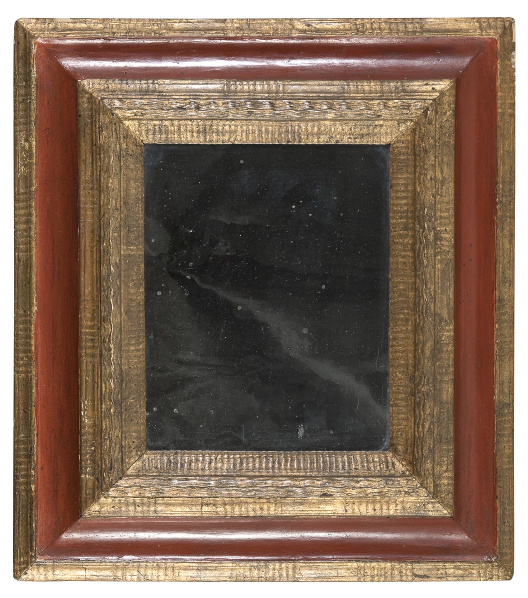 SMALL MIRROR IN RED LACQUERED WOOD - LATE 18TH CENTURY