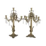 A PAIR OF BRASS CANDELABRA - LATE 19TH CENTURY