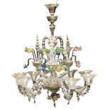 SPLENDID CHANDELIER IN GLASS AND GLASS PASTE - MURANO 19TH CENTURY