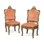 A PAIR OF BEAUTIFUL GILTWOOD CHAIRS, ROME, PAPAL STATE LOUIS XV PERIOD
