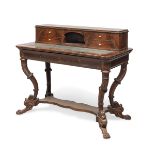 WRITING DESK WITH HUTCH IN FEATHER MAHOGANY - FRANCE PERIOD OF THE RESTORATION
