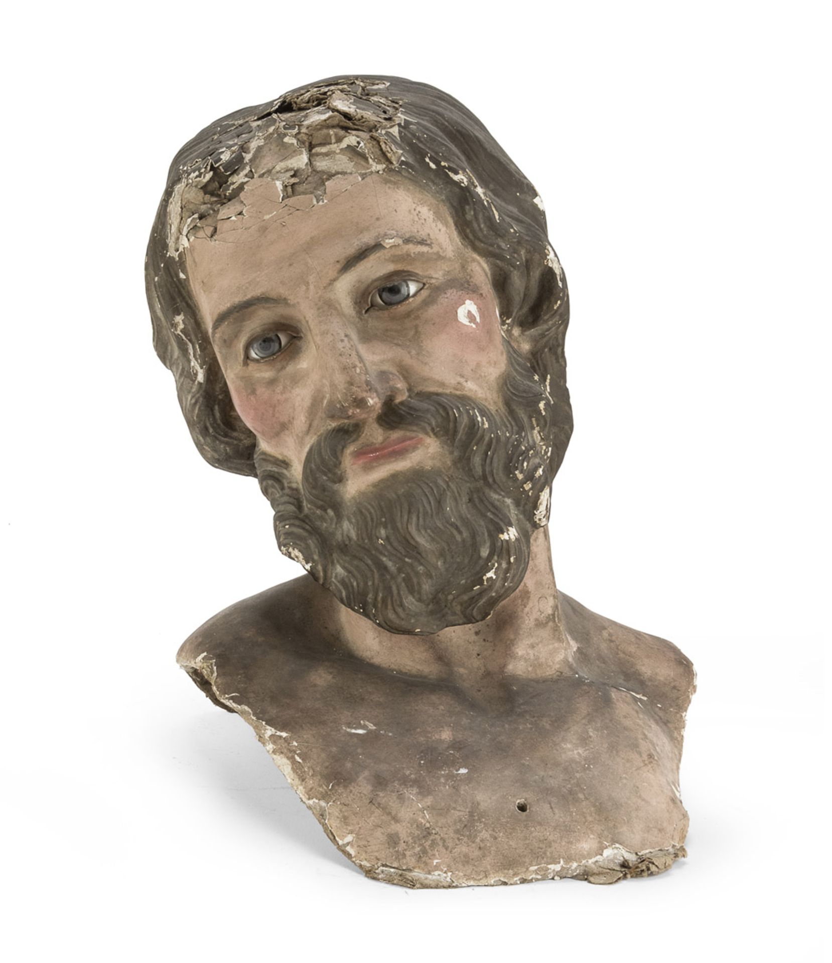 HEAD OF CHRIST IN PAPIER-MACHÉ - PROBABLY NAPLES 19th CENTURY
