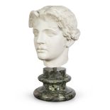 SPLENDID HEAD OF HERMES IN WHITE STATUARY MARBLE - 19th CENTURY