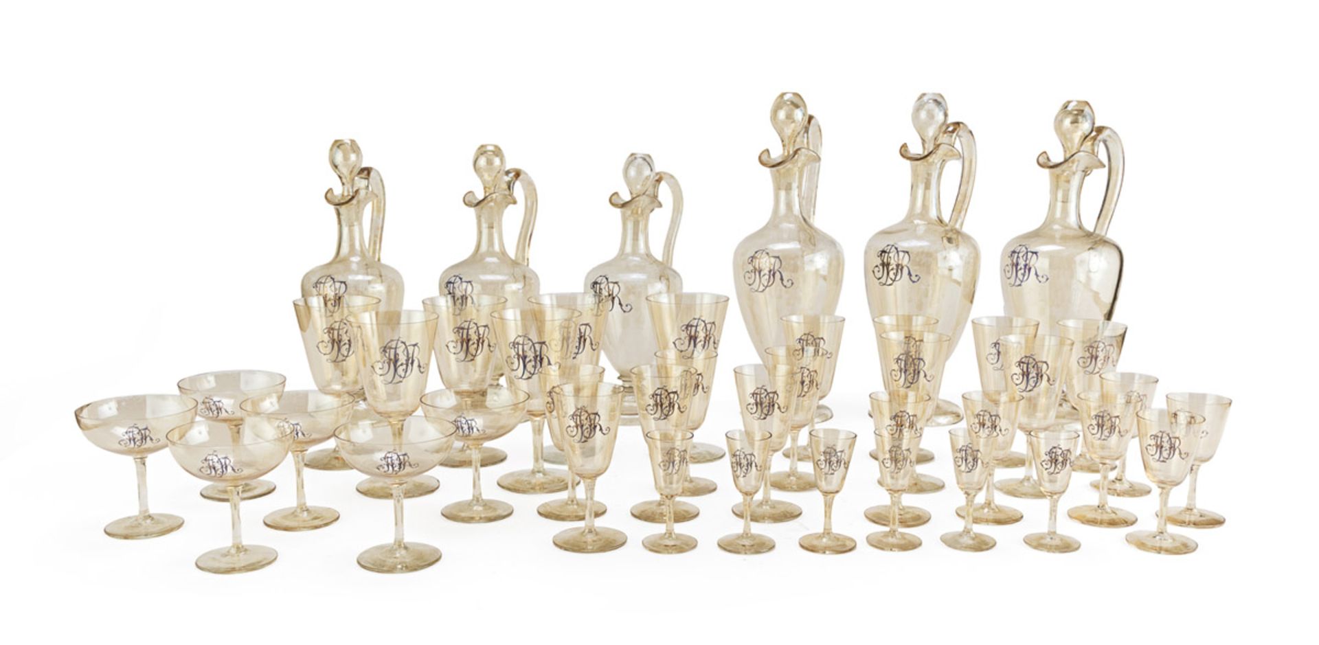 SPLENDID RARE SERVICE OF GLASSES - VENICE SECOND HALF OF THE 19th CENTURY