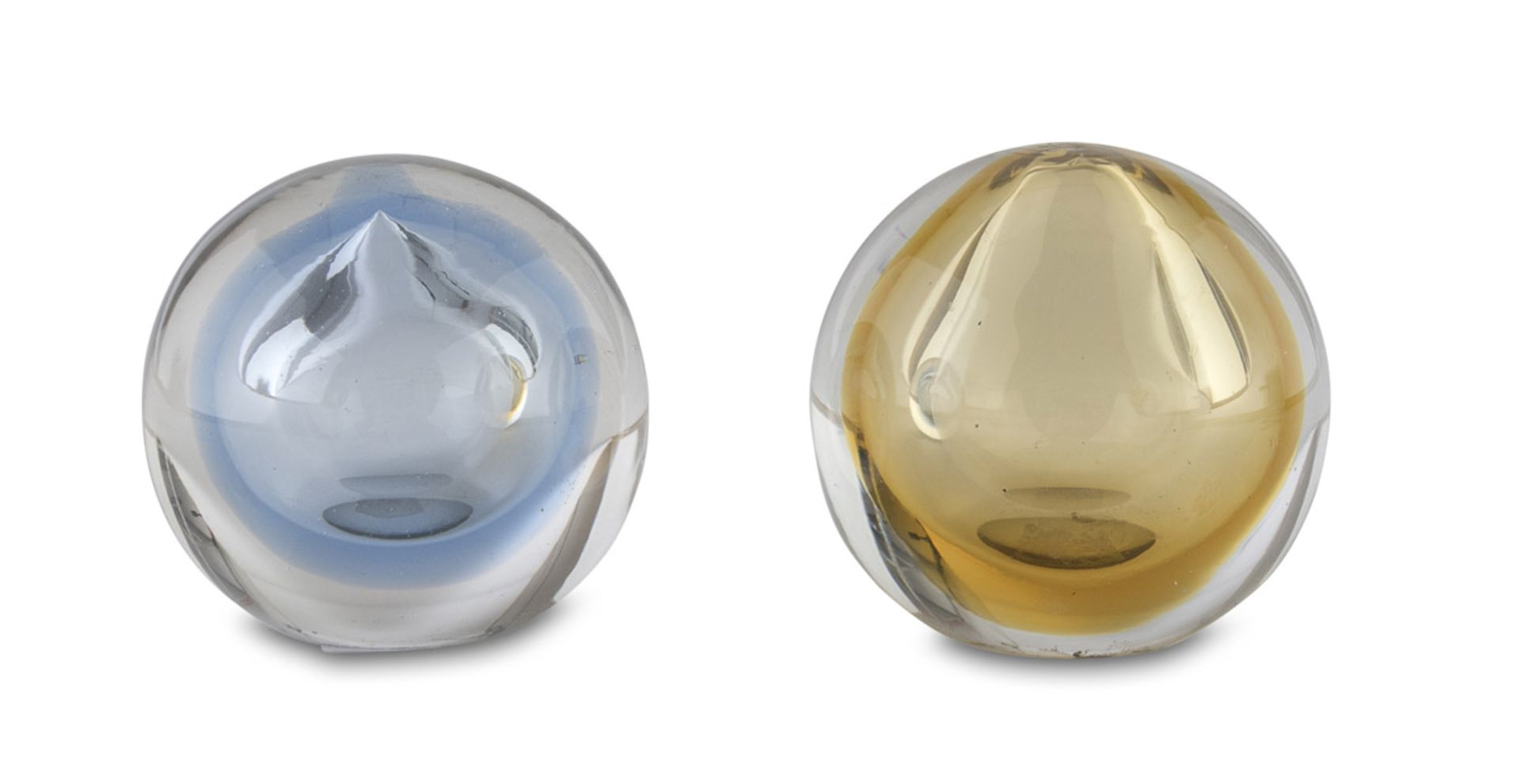 TWO VENINI GLASS PAPERWEIGHTS 1960s