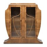 WALNUT STAINED WOOD GLASS CABINET 1930s