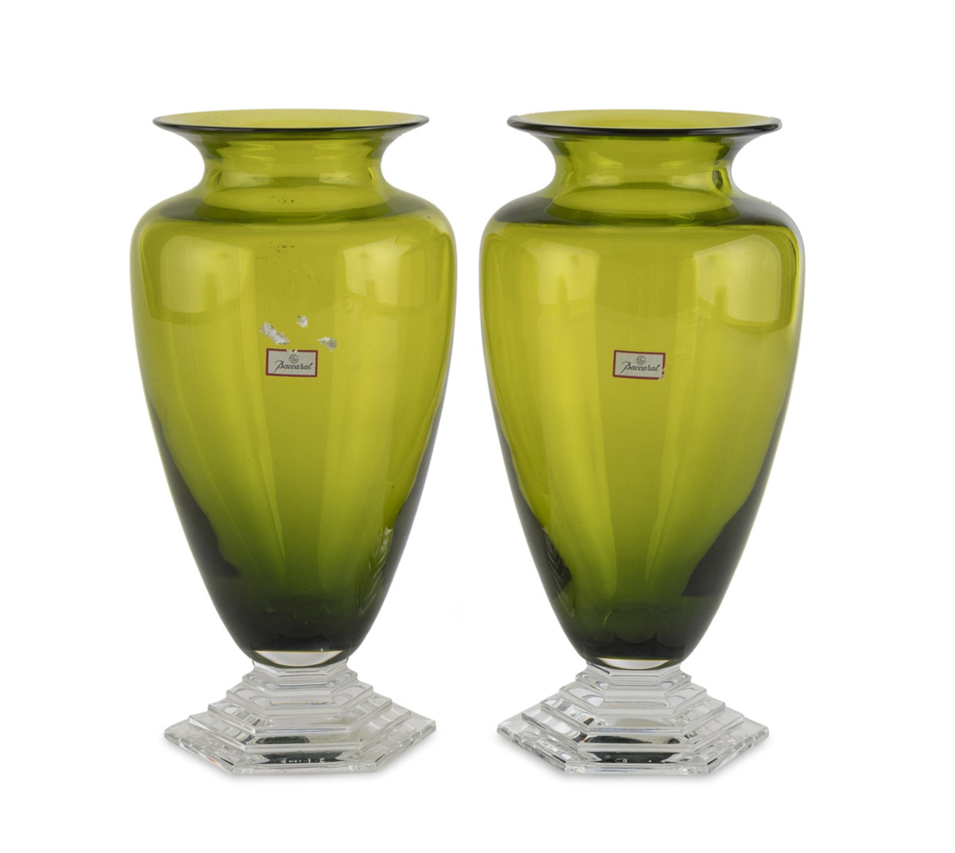 A PAIR OF BACCARAT CRYSTAL VASES 1980s