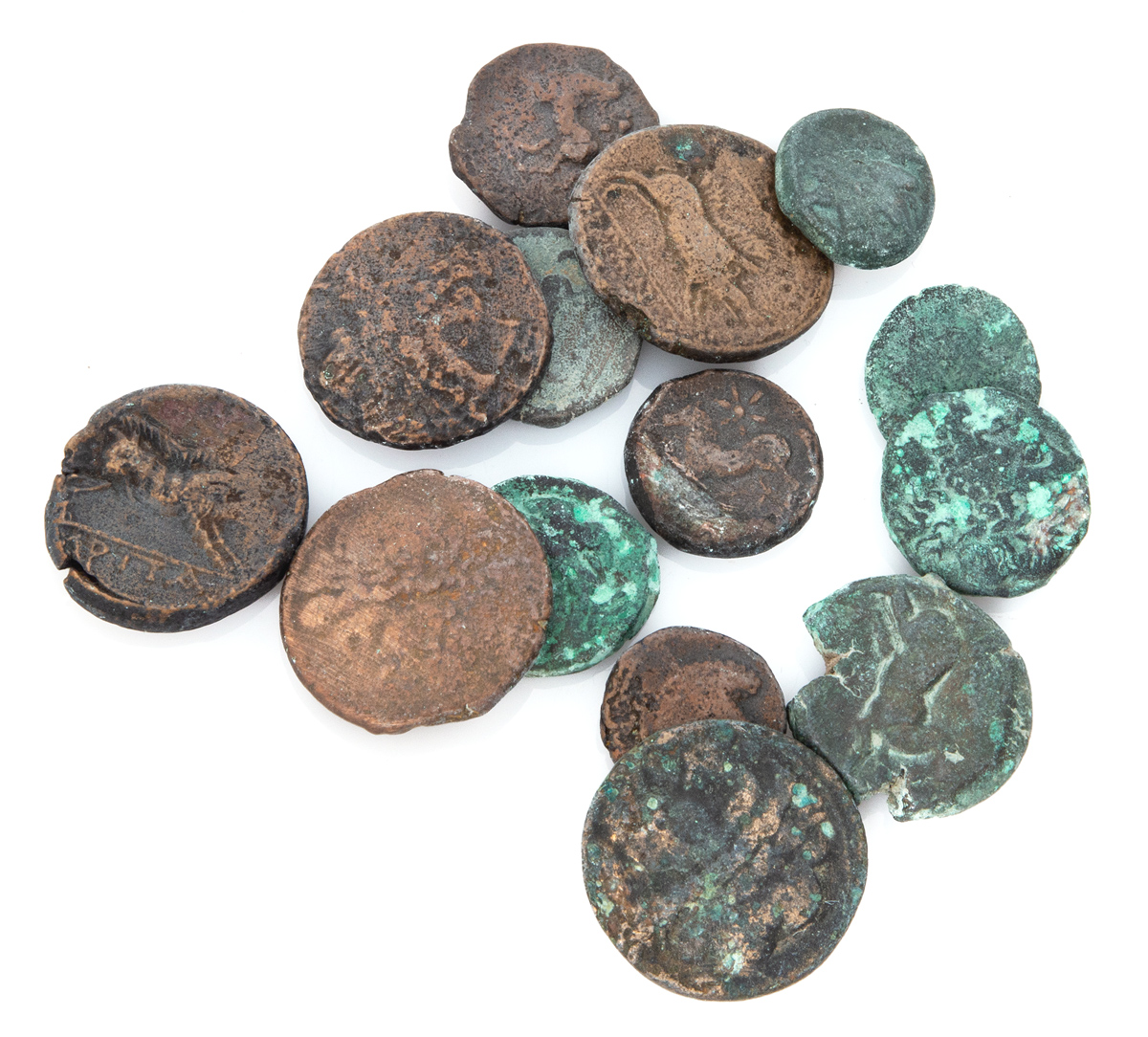 FOURTEEN BRONZE COINS GREEK WORLD