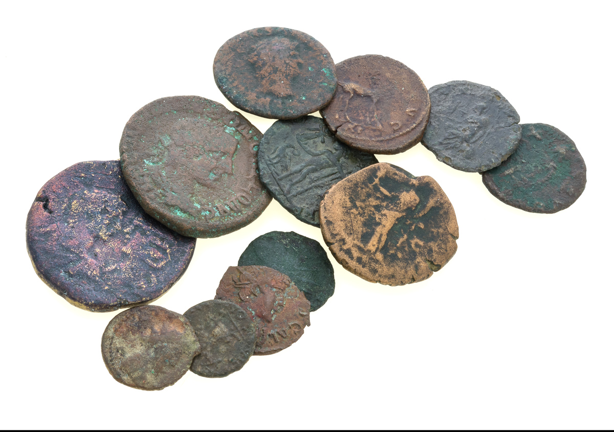 TWELVE BRONZE COINS ROMAN EMPIRE