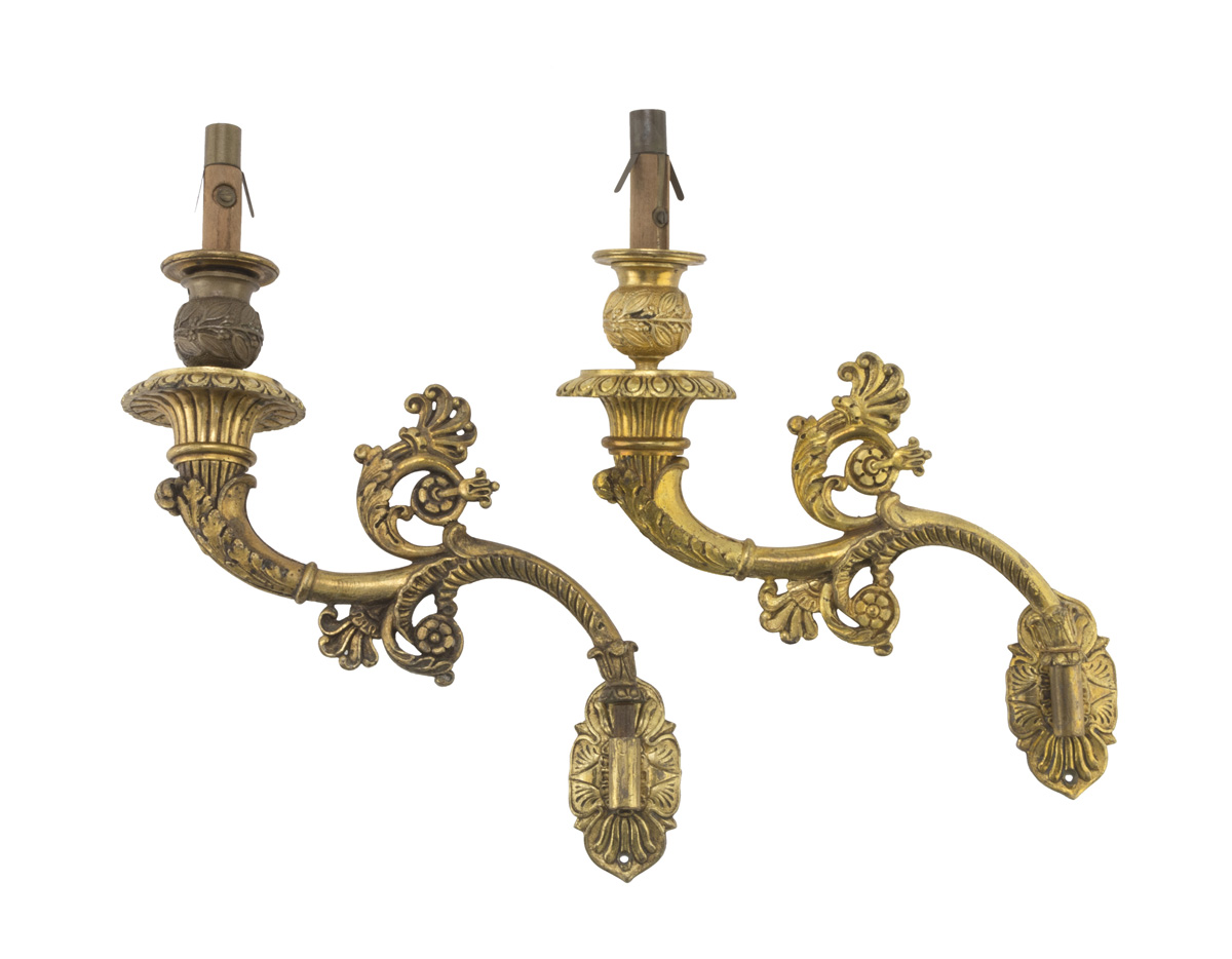 PAIR OF GILT BRONZE APPLIQUE ARMS EARLY 19TH CENTURY