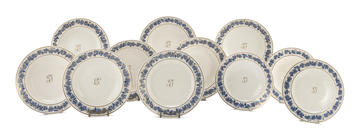 ELEVEN EARTHENWARE DISHES NAPLES DEL VECCHIO 1820 ca.