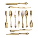 DESSERT CUTLERY IN GILT SILVER PUNCHES NAPLES AND PONTIFICAL STATE 1832 AND LATE 18TH CENTURY