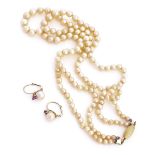PEARL NECKLACE AND EARRINGS IN GOLD 18 kt.