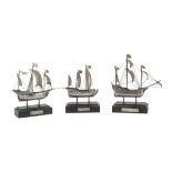 THREE MODELS OF THE THREE CARAVELS IN SILVER FLORENCE POST 1968