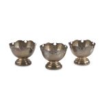 THREE SILVER EGG CUPS PUNCH LONDON 1905