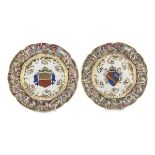 PAIR OF ARMORIAL PLATES IN GINORI PORCELAIN MID 19th CENTURY