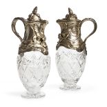 WONDERFUL COUPLE OF CARAFES IN CRYSTAL GLASS PUNCH GERMANY BREMEN POST 1888