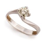 SOLITAIRE RING IN WHITE GOLD 18 kt.