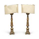 PAIR OF CANDLESTICKS IN GILTWOOD END 18TH CENTURY