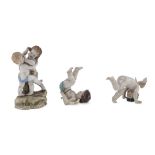 THREE PORCELAIN FIGURES OF PUTTI GINORI 19th CENTURY