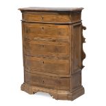 SMALL WALNUT CHEST OF DRAWERS EMILIA OR VENETO 18TH CENTURY