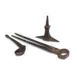 LOT OF THREE WROUGHT IRON TOOLS 18th-19th CENTURY