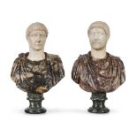 PAIR OF BUSTS OF ROMAN EMPERORS 19TH CENTURY