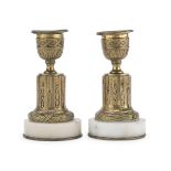 PAIR OF SMALL CANDLESTICKS IN GILT BRONZE PERIOD LOUIS XVI