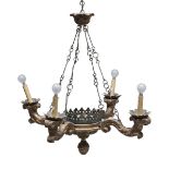 CHANDELIER IN GILTWOOD ANTIQUE ELEMENTS