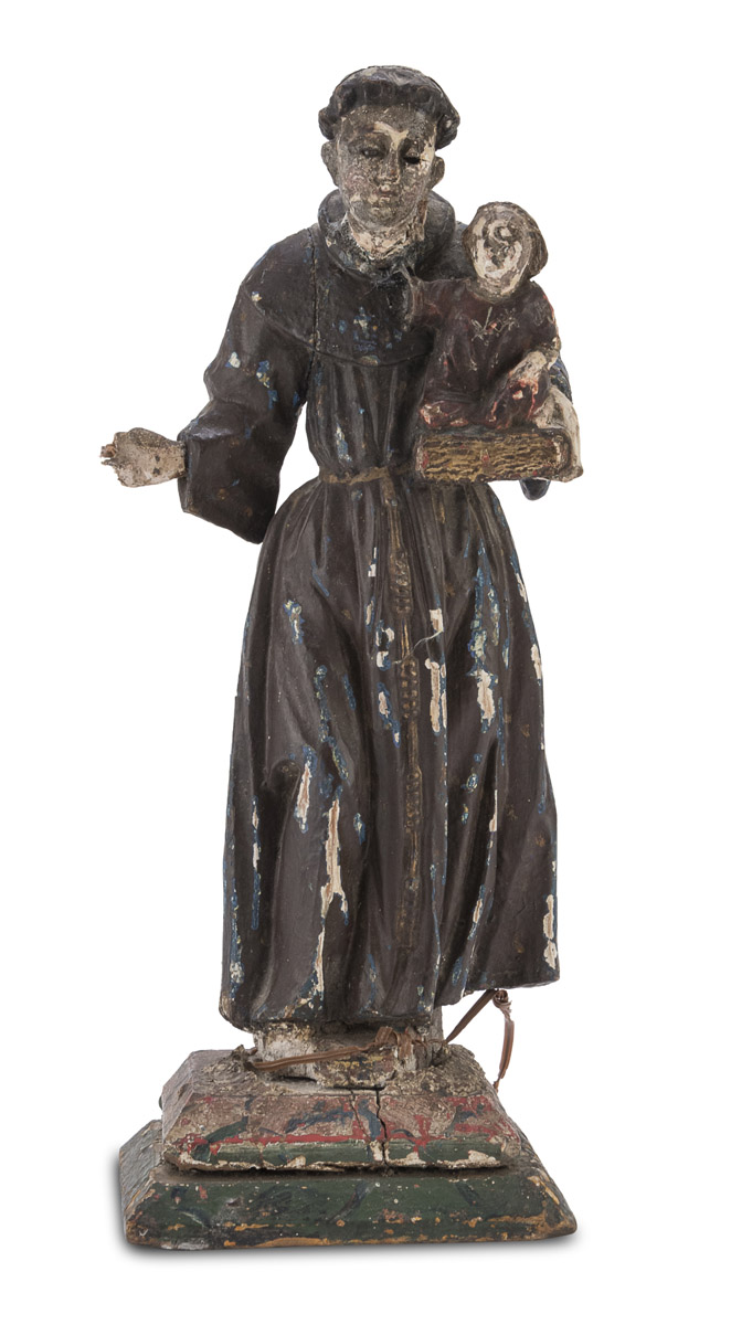 WOOD SCULPTURE OF SAINT ANTHONY WITH THE CHILD 17thI CENTURY