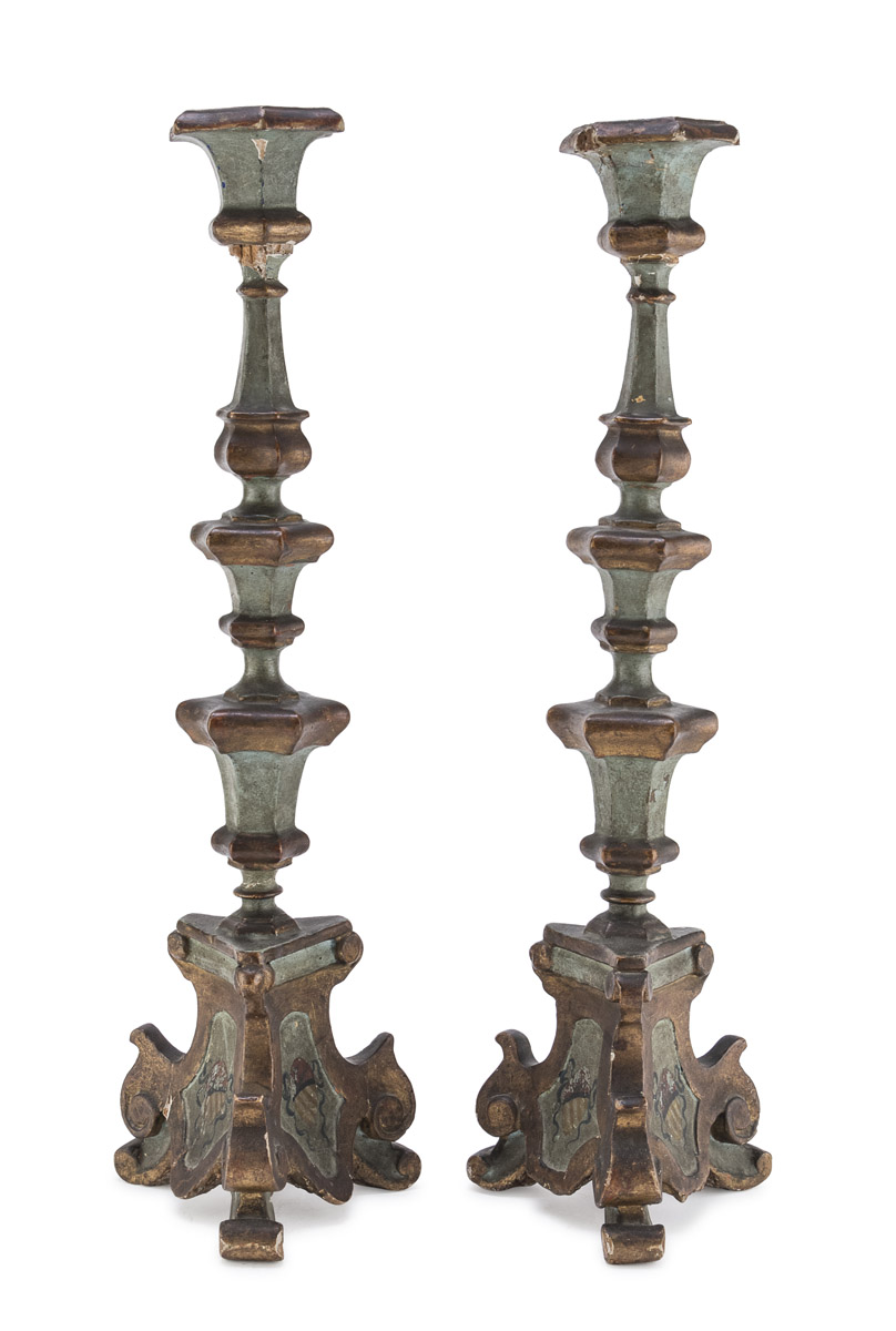 PAIR OF CANDLESTICKS MARCHE PAPAL STATE 18TH CENTURY