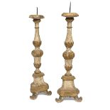 PAIR OF CANDLESTICKS IN LACQUERED WOOD 18TH CENTURY