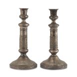 PAIR OF SILVER-PLATED CANDLESTICKS 19TH CENTURY