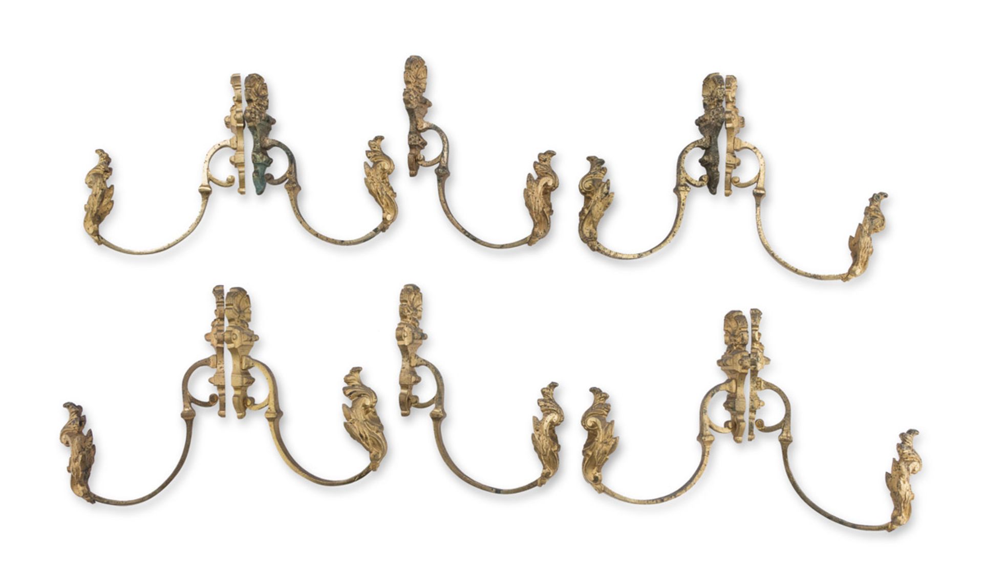 FIVE PAIRS OF CURTAIN RODS 19th CENTURY