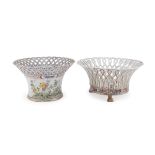 TWO PORCELAIN BASKETS 20TH CENTURY