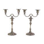 PAIR OF SILVER-PLATED CANDELABRA 20TH CENTURY