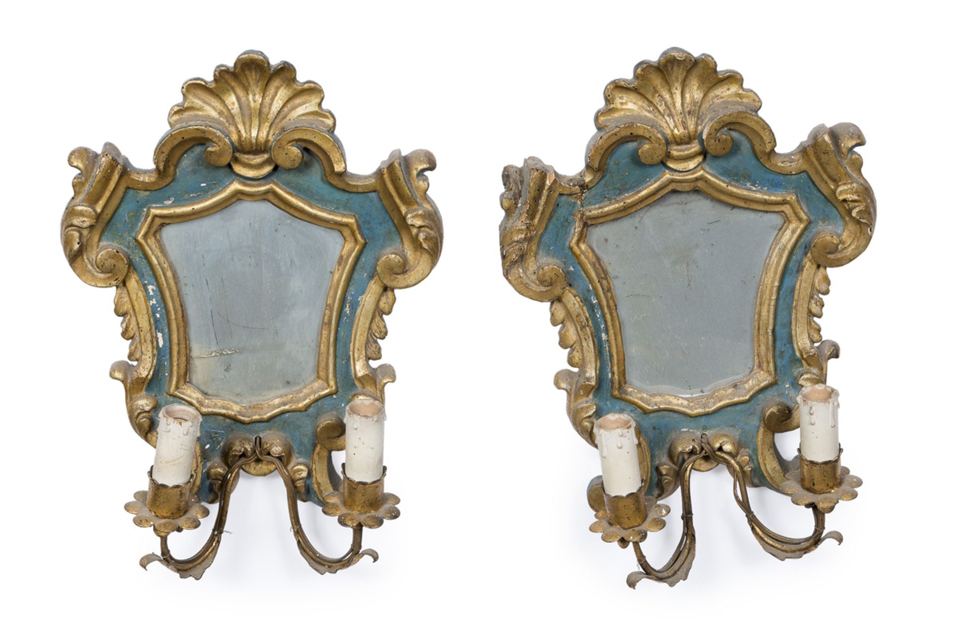 PAIR OF LACQUERED WOOD MIRRORS 18TH CENTURY