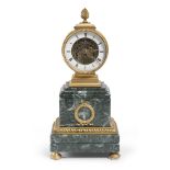 RARE GREEN MARBLE AND BRONZE TABLE CLOCK 19TH CENTURY